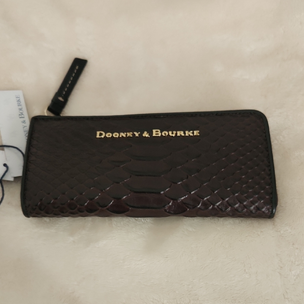Dooney & Bourke Dark Brown Embossed Clutch